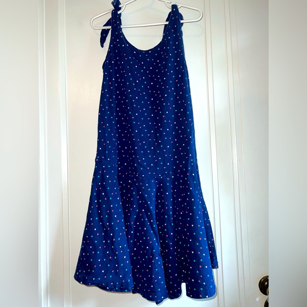Tea Collection Tie Shoulder Jersey Dress Navy with Geometric Print Size 10